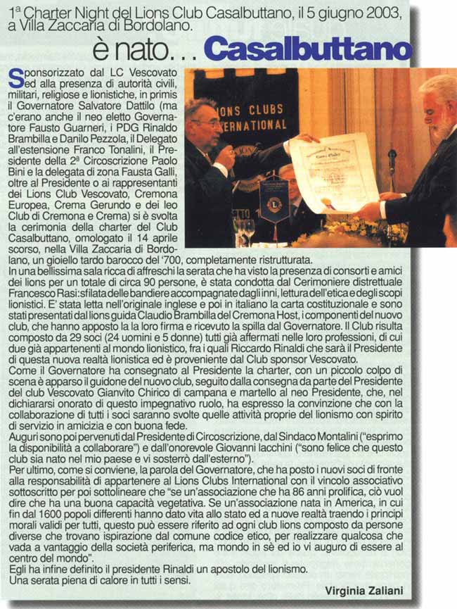 05 giugno 2003 - Charter Fondazione